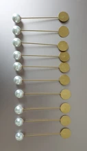 10 piezas de oro Chapado en plata imitación Aleación de perlas cobre largo broche Pin para bricolaje broches solapa vestido piezas de joyería Accesorios
