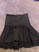 Mini Skirts Outfits Lace A-Line Pleated Patchwork Streetwear Goth-Dark Black High-Waist