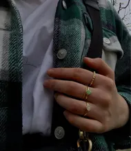 Anillos metálicos de dedo con piedras coloridas para mujer y niña, HZ, 2019, Vintage, color plata, para verano