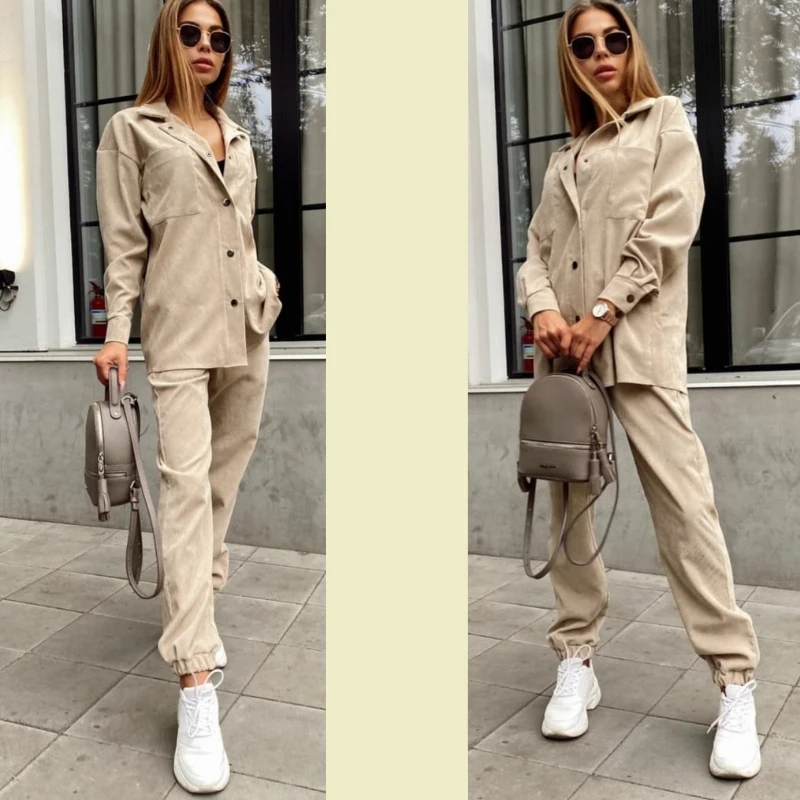 Женский брючный костюм в стиле Oversize. Брючный комплект. брюки рубашка комплект из