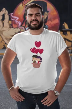 

Angemiel Wear Love In the Balloon Flying Lovers White Men 'S Cotton Big Size T-Shirt