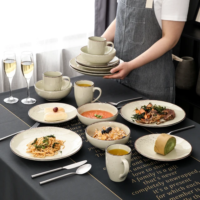 Vancasso Moda Juego De Vajilla Mate Gris, Vajilla De