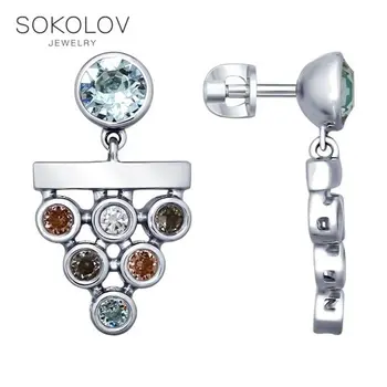 

SOKOLOV drop earrings with stones in silver fashion jewelry 925 women's male, long earrings