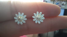 Pendientes de plata de ley 925 de moda pendientes con forma de Margarita pendientes para mujeres chica hipoalergénico de plata-joyería de Brincos VES6005
