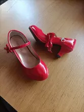 2020 nueva gran oferta zapatos de baile de cuero de princesa zapatos de fiesta de arco de color rojo sólido brillante zapatos de moda de tacón alto para niños