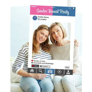 

Instagram Style Frame Gender Reveal Party Team Girl Team Boy Baby Shower Theme Party Supplies