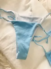 GNIM-Bikini brasileño de dos piezas para mujer, de dos piezas con espalda descubierta traje de baño, estilo triangular, ropa de playa, 2020