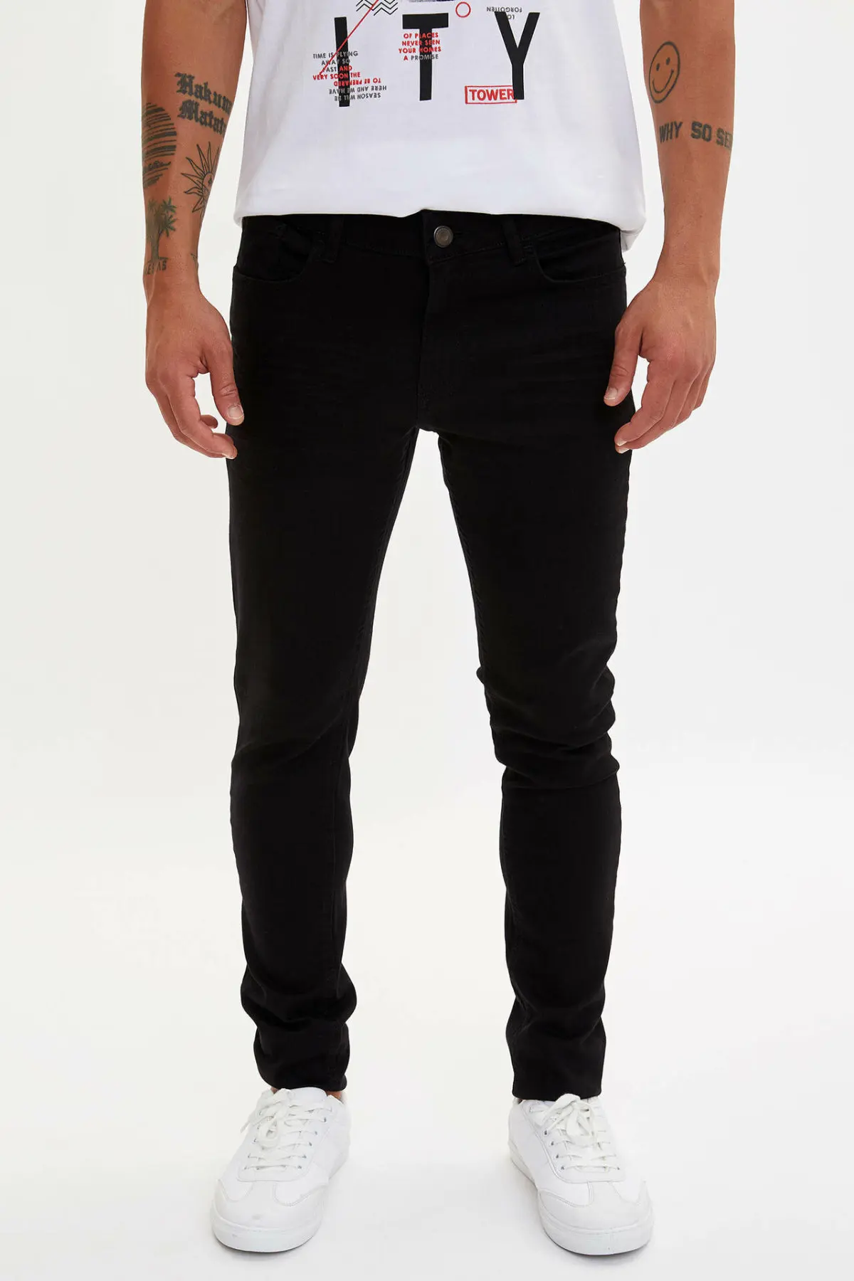 Дефакто мужские черные эластичные мужские джинсы, хлопковые джинсовые штаны, свободные брюки, новая мода, Мужская одежда, новинка-L6674AZ19AU