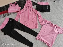 5piece-Set T-Shirt Bra-Wear Training-Set Fitness-Clothing Sport-Suit Yoga Womens 