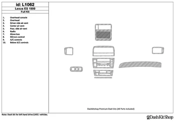 

Interior trim for Lexus ES 1999-1999. Set L1062.