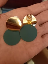 JIOFREE-pendientes de Clip no perforado para mujer, aretes de Metal dorado y negro, Clips redondos llamativos para oreja, regalo de fiesta