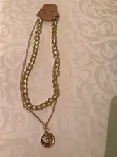 Cadena corta de clavícula de doble capa para mujer, gargantilla de Metal gruesa con cabeza de moneda, estilo Hip Hop, joyería para fiesta