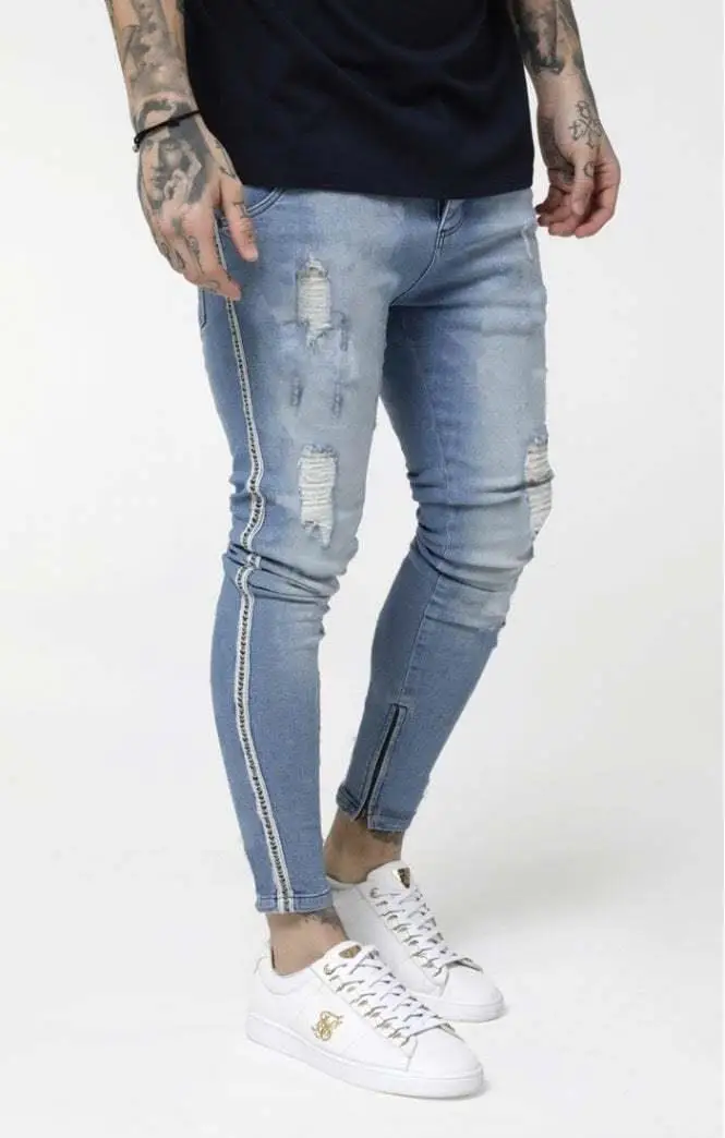 SikSilk с низкой посадкой Denims-промытый синий