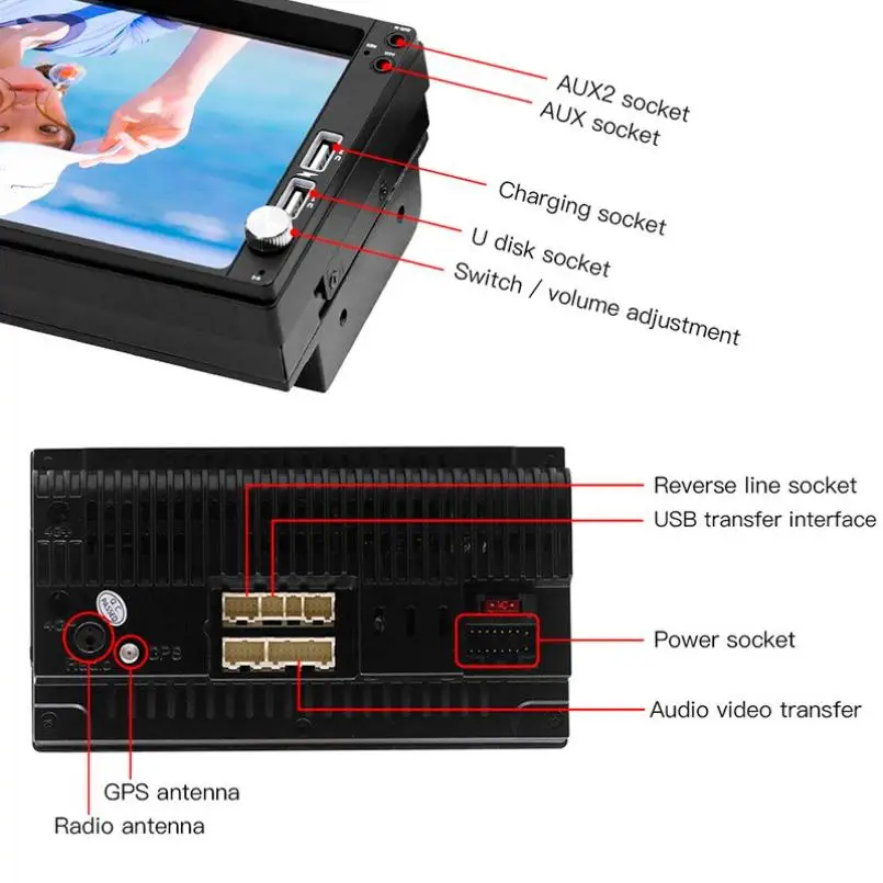 А5 Автомагнитола 2 din Android Авторадио " HD экран Мультимедиа MP5 плеер 2DIN gps wifi Bluetooth стерео аудио камера заднего вида