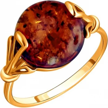 

Esthete ring with Amber from silver with gilding