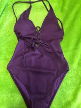 CUPSHE-bañador de una pieza con espalda descubierta para mujer, traje de baño para playa liso con cuello de pico profundo, con cordones, 2021