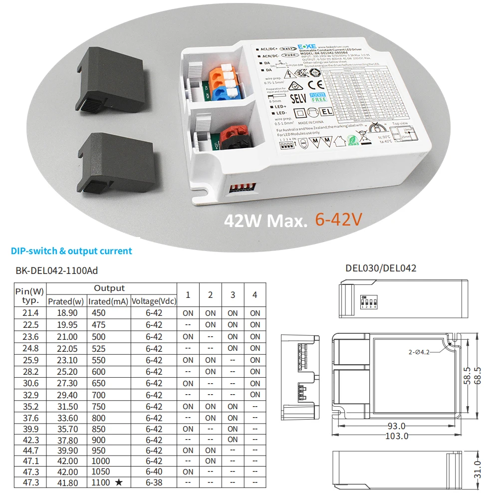 Controlador DALI-2 DT6, transformador LED pushDIM de atenuación suave de 240V, 1-100%, interruptor de inmersión externo de 40W, cubierta sin tornillos para iluminación interior