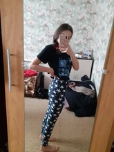 ARDLTME-Leggings informales con estampado de estrellas para mujer, pantalones de cintura alta, elásticos, ajustados, de talla grande, 2021