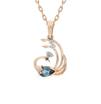 

Gold pendant with sapphires, topaz and diamonds sunlight sample 585 test