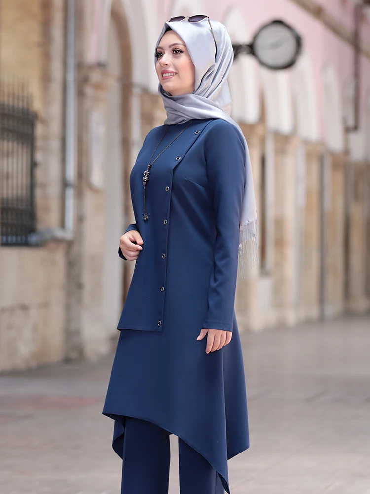 Women Hijab Muslim Suit Tunic Pants Combination Islamic Fashion Casual Wear Made in Turkey