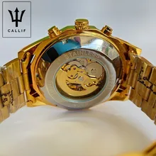 Winner-reloj mecánico automático para hombre, reloj de esqueleto de oro, Vintage, de marca superior, de lujo