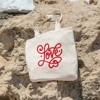 

Angemiel Bag Red Love Printed Shopping Beach Tote Bag