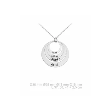 

Silver hoops necklace with four names customizable to choose