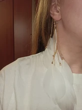 SUKI-pendientes bohemios con gancho para la oreja para mujer, aretes sin Piercing, accesorios de borlas largas, joyería