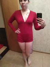 Body Sexy de algodón con cuello de pico para mujer, ropa de Otoño de manga larga, Mono corto ajustado Sexy de algodón Bodycon ceñido tejido