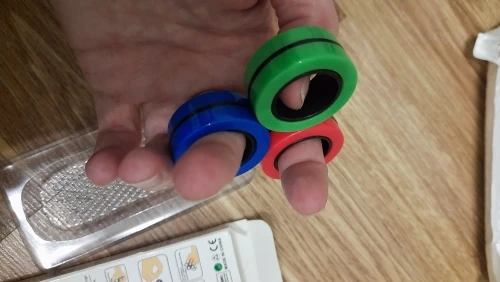 Magnetic Fidget Ring 3 Pack (Green, Orange, Blue). Sensory Anti-Stress Reliever Toy for Boys & Girls, Kids, Teens Adults. Fidget Pack Toys Helps Autism, Anxiety, ADD, ADHD, OCD and Special Needs. Most Gifted Best Present photo review