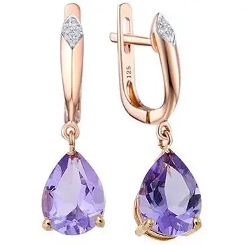 

Lucas gold earrings with amethyst and diamonds in red gold