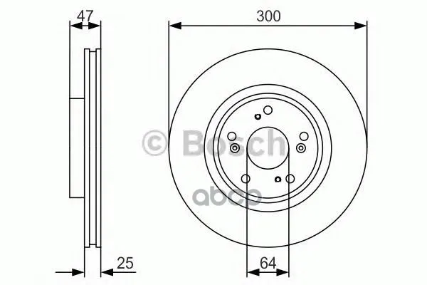 Диск Тормозной Передн Honda: Cr-V Ii(Rd_) 2.0/2.2 Ctdi 01-06 Bosch арт. 0986479R24