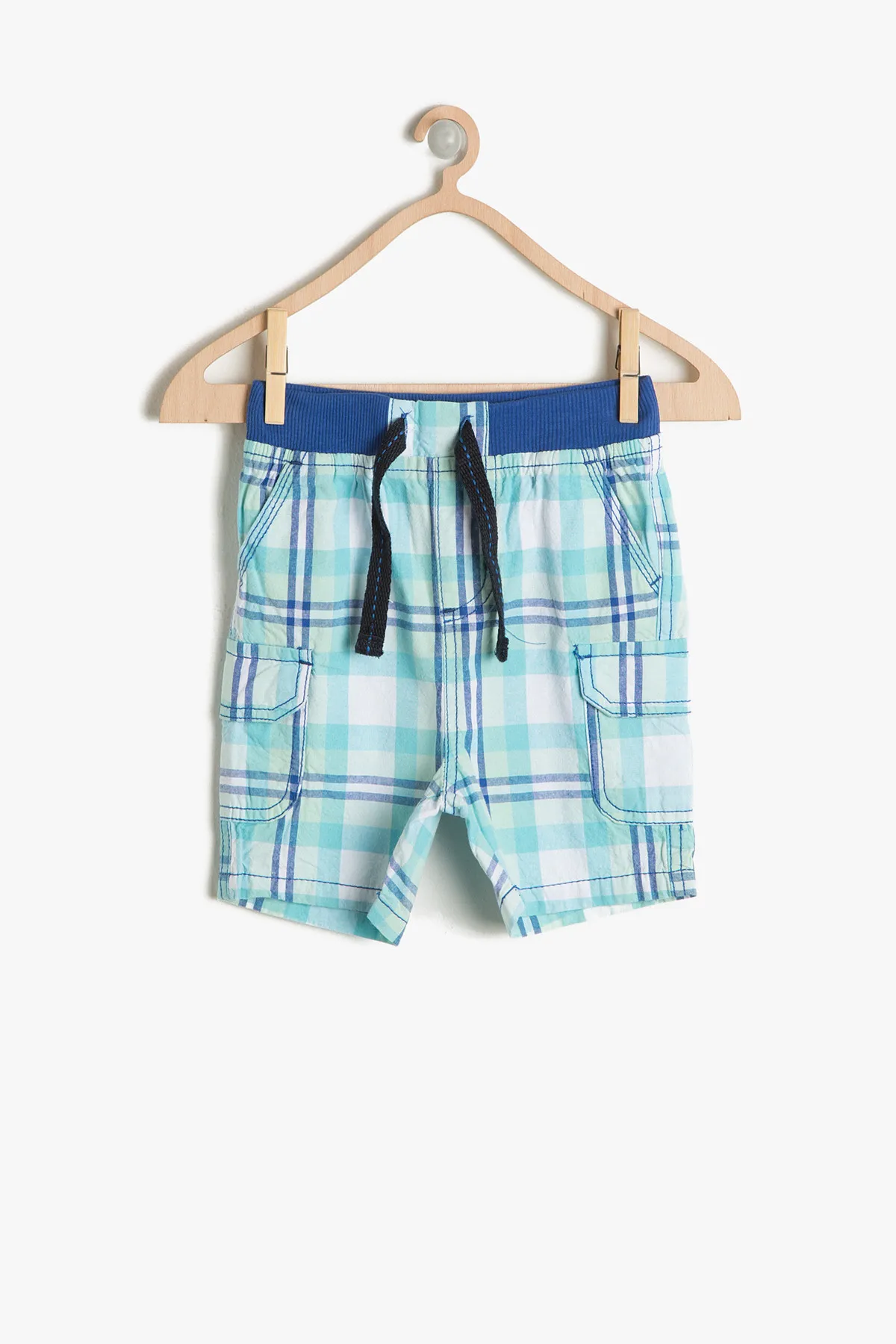 Coton/Детские Синие Клетчатые Шорты для маленьких мальчиков