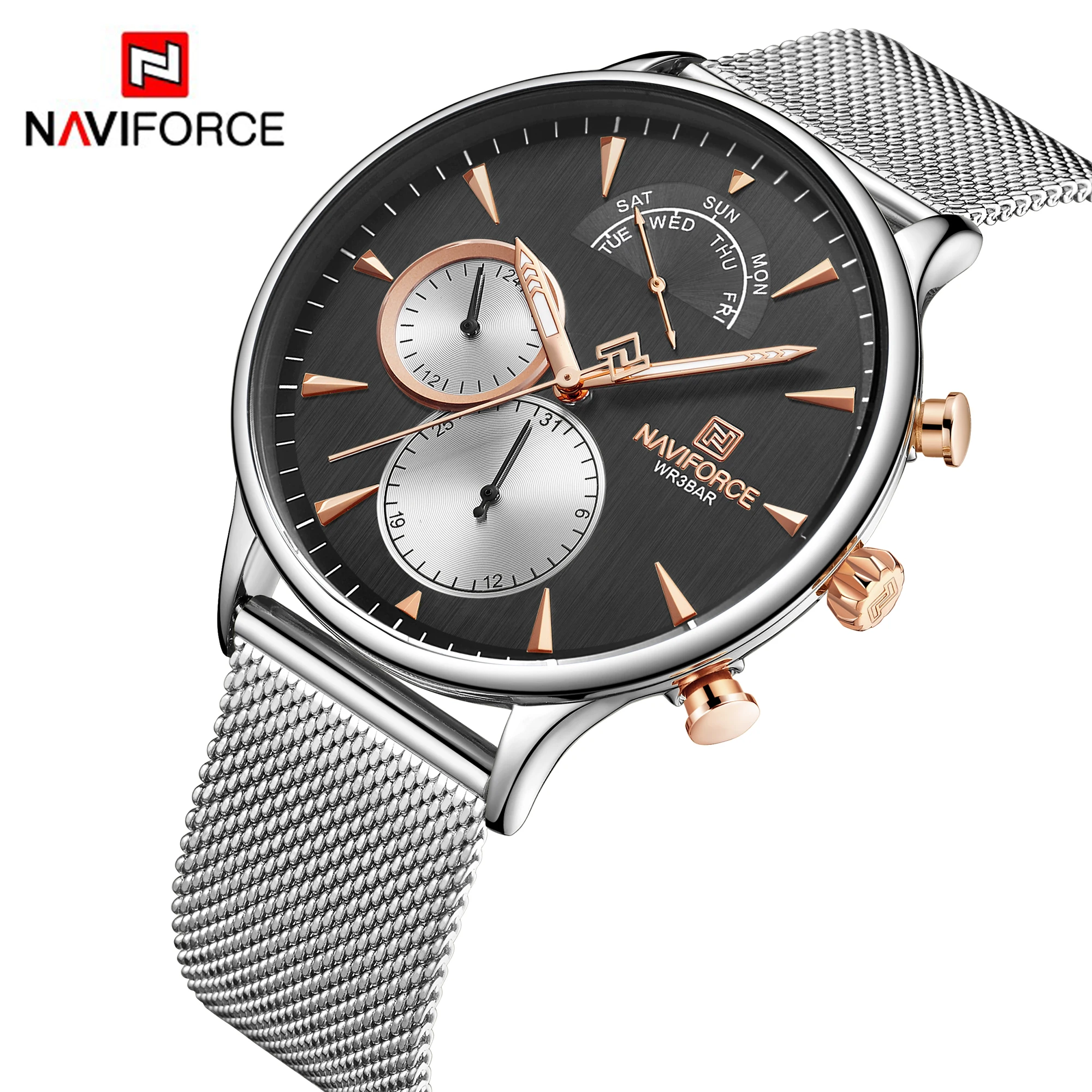 Часы наручные NAVIFORCE Мужские кварцевые модные брендовые Роскошные