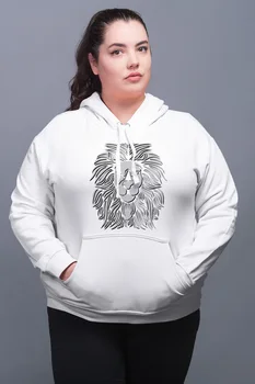 

Angemiel Wear Gray Tones Lion White Women 'S Hooded Sweatshirt