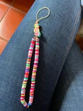 Go2Boho-cadena para la muñeca para mujer, soporte para teléfono, cadenas telefónicas de playa, correa de fruta, arcilla polimérica colorida, cordón de cuentas Heishi