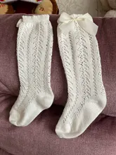 Calcetines de malla de algodón transpirables para bebés, medias de tubo medio para recién nacidos, calcetines de estilo español hasta la rodilla, 3/4