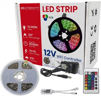 

LED ATOMANT®12v 14,4W KIT RGB 5m Wifi LED strip with Wifi controller and controller. Cut every 10cm to ++ lights