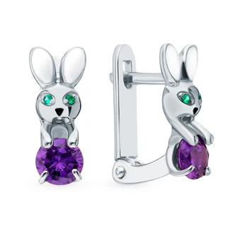 

Silver earrings with cubic zirconia and enamel sunlight