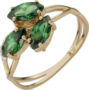 

Aloris ring with emeralds and cubic zirconia in red gold