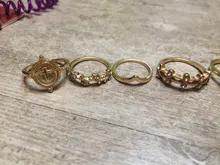 Tocona 15 unids/set, Virgen María Anillos de oro para mujer corazón manos de Fátima Anillos Cruz hoja geométrica Kольцо de joyería 7056