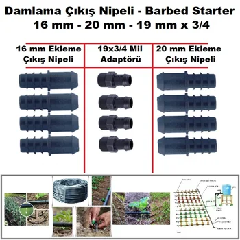 

Damlama Çıkış Nipeli 16 mm - 20 mm - 19 mm x 3/4