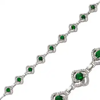 

KUTAYDAN 925 Sterling Silver Green Cubic Zirconia Flower Lady Bracelet