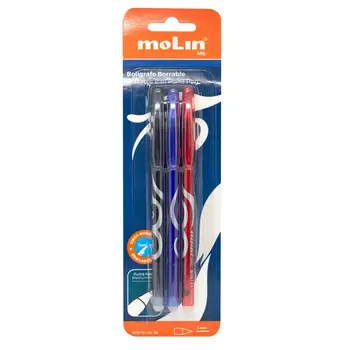 

PEN ERASABLE BOLI ROLLER ERASABLE PACK 3 COLORS BLACK BLUE RED