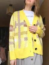 Sweaters Cardigans Checkered Plaid Colorfaith Korean Fashionable Women's Knitwears Buttons