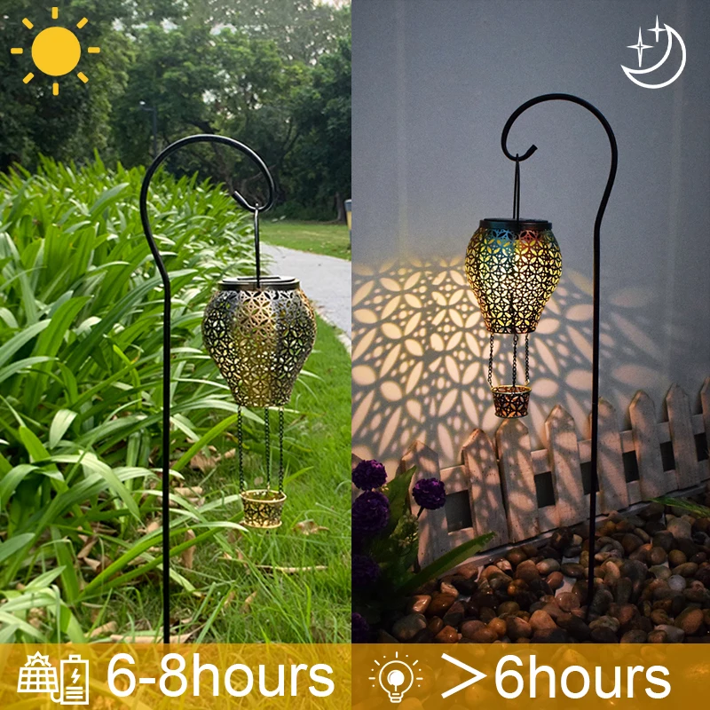 solar lamps Hot Air Balloon Solar Lanterns Outdoor Waterproof Metal Hanging Solar Lights LED Solar Power Lighting For Garden Yard Decor solar bulb