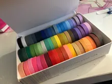Conjunto de cintas Washi básicas, listones de colores sólidos arcoiris, autoadhesivos, para decoración y recortes, articulo de papelería para diario, 60 unidades por paquete