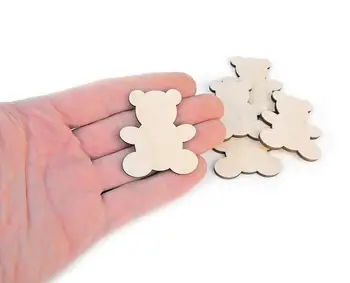 

5pcs. Wooden Teddy Bear (4,5cm) Shapes Ornaments Craft Decoration Gift Decoupage Unpainted Laser Cut 0282
