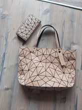 KANDRA-cartera Trifold de corcho con rombos para mujer, billetera de celosía con cremallera de diamante, monedero, tarjetero