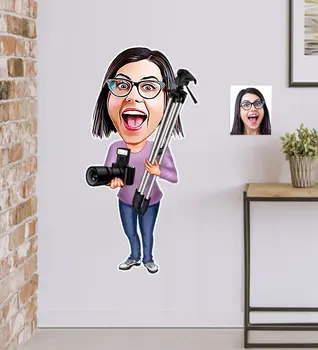 

Personalized Women 'S Professional Photographer Caricature Of Wall Sticker (50x70cm)